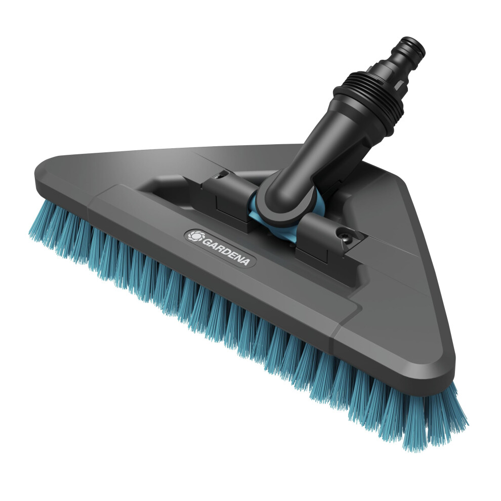 Gardena Cleansystem Hard Flex Long-Handled Brush: For Cleaning Non-Sensitive Surfaces, Triangular, Swivelling, Firm Bristles, For