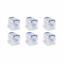 """Really Useful Products Ltd 3 Liter Storage Box Plastic, Clear Lightweight 6 Pack"""