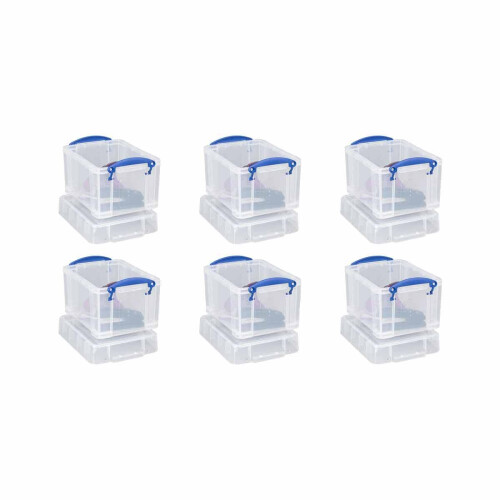 """Really Useful Products Ltd 3 Liter Storage Box Plastic, Clear Lightweight 6 Pack"""