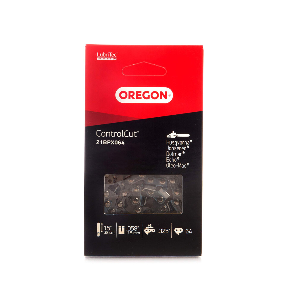 Oregon Controlcut .325" Pitch, .058" (1.5 Mm) Gauge Micro Chisel Chainsaw Chain For 15 Inch Bar - 64 Drive Links - Fits Husqvarna, 96661598
