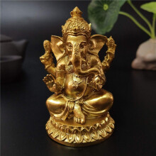 YODOOLTLY Gold Lord Ganesha Statues- Hindu Elephant God Statue Resin Sculpture Indian Ganesh Buddha Figurine Handmade Gift Decorat