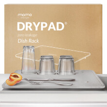 Momo Lifestyle DryPad Stone Dish Drying Mat 5040 cm – Misty Grey | Large Fast-Drying Kitchen Counter Mat for Dishes, Glasses & P