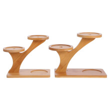 HANABASS 2 Pcs Bamboo Plant Stand, Small 3 Tier Window Shelf for Indoor Cactus Succulent Pots, Tiered Desktop Display Holder
