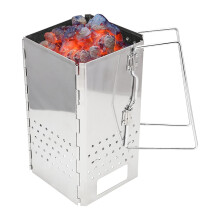 Greenfields Portable Charcoal Briquette Lumpwood Starter Stainless Steel Outdoor Korean BBQ Grill Foldable Chimney Starter Kitchen