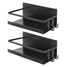 Joejis Set of 2 Magnetic Spice Racks - Storage Organiser with 4 Hanging Hooks - Strong Drill Free Herb Jar Holder for Fridge - Ide