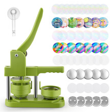 Button Maker Badge Machine 58 mm DIY Badge Press Machine Installation-Free Pin Badge Making Kit with 100 Metal Button Parts, Rainb