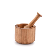 Samhita Acacia Wood Mortar and Pestle for Garlic Pepper Herb Crusher Kitchen Utensils, Housewarming Gift Mortar size(Cm): 10.16cm