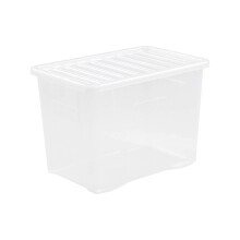 Wham Crystal 4 x 80L Stackable Plastic Storage Boxes with Lids | Ideal for Home, Office, Toys & More | Large Boxes | Made in UK -