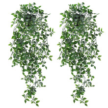 Artificial Hanging Plants, 2 Pack fake hanging plants with Pots, Fake Ivy Greenery Faux Trailing Plants Artificial Ivy Garland for