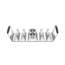 Weber Premium Taco Rack/Stainless Steel with Silicone Carrying Handles and 2 Built-In Sauce Cups, Holds Up to 6 Tacos, Dishwasher