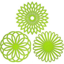 20cm Silicone Trivet - Trivet Mat - Kitchen Hot Pads for Pots/Hot Dish Insulated Teapot Trivet Flexible Durable Non Slip Large Coasters 3 Set Grass Gr