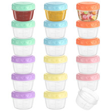 18 Pcs Small Food Containers with Lids, 80ml Reusable Salad Dressing Container Leakproof Snack Pots Stackable Mini Frozen Food Sto