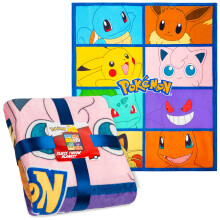 Pokemon Soft Fleece Bed Blanket, Warm Bed Throw 150 x 130cm for Sofa Cosy Bedroom Accessories Sleepover, Anime Gifts for Kids