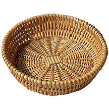 Hopbucan Hand-Woven Basket, Wicker Basket, Food Serving Bowl Woven for Bread, Fruit, Vegetable Storage, Gift Baskets 25 x 8cm
