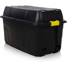 Caja de almacenamiento resistente de 175 litros con ruedas, tapa impermeable
