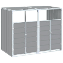 vidaXL Wheelie Bin Storage for Double Bins – Grey Steel Garden Trash Cover 144x81x113cm