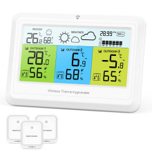 ORIA Indoor Outdoor Thermometer Wireless, Weather Station with 3 Sensors, Temperature and Humidity Monitor with Weather Forecast,