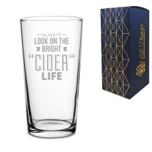 Engraved Conical Cider Glass - “Always Look on the Bright Cider Life” Pint Glass, 568ml - Beer Glass Gifts for Men for Birthdays,