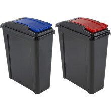 2 x Wham 25L Slimline Home Trash Waste Plastic Recycling Bin