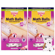 Zero In New Generation Moth Balls - Effective Moth Killer for Wardrobes - Up to 3-Months Protection - Advanced Transfluthrin Formu
