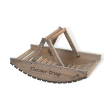 Esschert Design Pine Wood Flower Picking Basket, 52.8 x 28.1 x 12.2 cm, Half Round with Carry Handles, Flower Trug