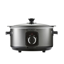 Morphy Richards 6.5L Sear and Stew Slow Cooker with Detachable Hinged lid, Shatter Resistant Aluminium Pot, 3 Heat Settings, Hob P