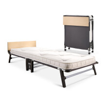 JAY-BE QP80 Quick Folding Bed with Deep Pocket Sprung Mattress, Single, Roll-Away Guest Bed, 360 Castors, Anti-Tip Legs, Steel Fr