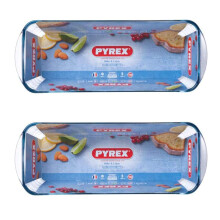 Pyrex Glass Loaf Pan Dish High Resistance 30cm Clear/Transparent (Pack of 2)