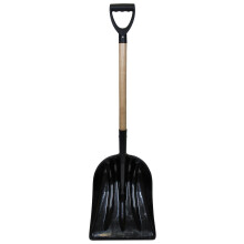 Faithfull Debris Shovel – Large Impact Resistant, Non-Sparking Plastic Scoop with Durable FSC Ash Wood Shaft & D Grip Handle – Bla