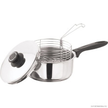20 CM DEEP FAT FRYER SET PRIMA 3PC INDUCTION CHIP PAN STAINLESS STEEL POT+ LID & BASKET HOME KITCHEN PROFESSIONAL FOOD COOKING UK