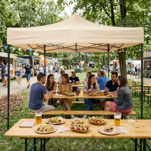 Automatic Pop-Up Garden Tent, 3x3m, Beige, Steel Frame 1