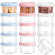 Meng Jiaran 15PCS Small Food Containers with Lids, 200ML Plastic Snack Pots Airtight Kitchen Food Container Set, Reusable Stackabl