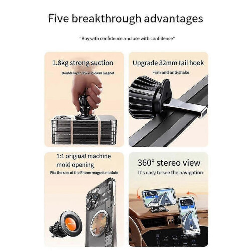 Car Phone Holder Magnetic Multi-Functional Convenient Car Navigation Support Fixed Holder,E 2