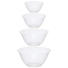 eMKay Set of 4 Clear Plastic Mixing Bowls (15cm,20cm,25cm,30cm) BPA-Free, Lightweight, Food Microwave Dishwasher Safe|Multipurpos