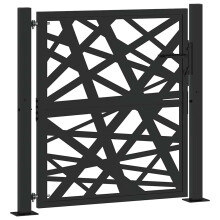 vidaXL garden gate 105x105 cm steel black weathering durable outdoor entry fence patio lockable design