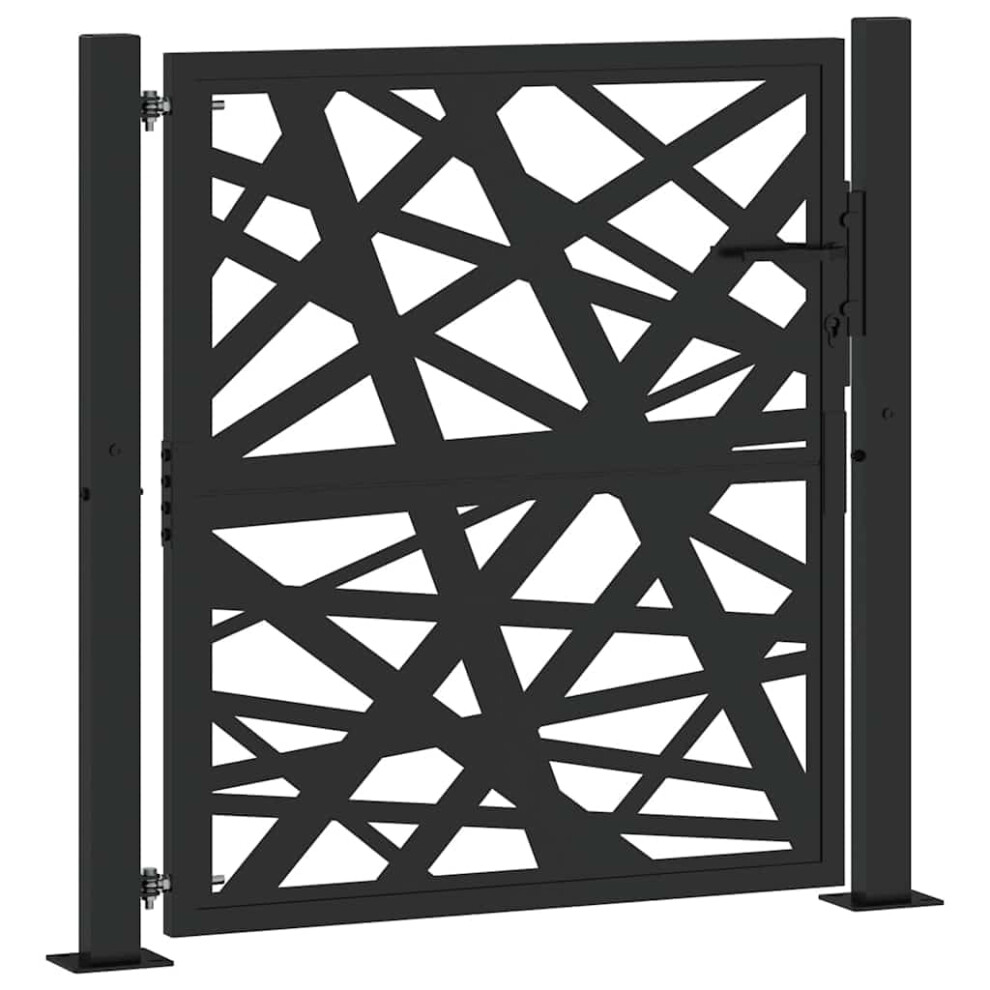 Vidaxl Garden Gate 105X105 Cm Steel Black Weathering Durable Outdoor Entry Fence Patio Lockable Design 54108639