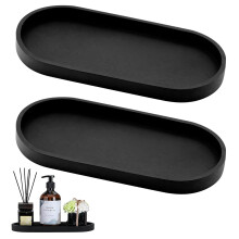 2 Pieces Bathroom Vanity Tray, Toilet Tank Oval Storage Tray Resin Dresser Jewelry Ring Dish Tank Storage Kitchen Sink Countertop