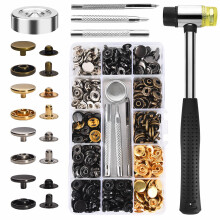 120 Sets Snap Fasteners, 6colour Copper Snaps Button Canvas Snaps Kit Press Studs with Hammer and 4 PCS Fixing Tool Kit 12.5mm Pop