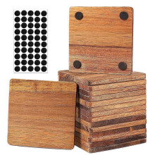 16 Pieces Unfinished Wood Coasters, 4 Inch Square -Wooden Coasters for Crafts with Non-Slip Silicon