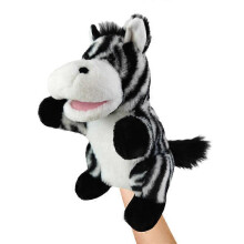 (Zebra) Hand Puppets Bear Puppet,25cm Animal Hand Puppets for Kids with Movable Mouth