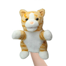 (Yellow cat) Hand Puppets Bear Puppet,25cm Animal Hand Puppets for Kids with Movable Mouth