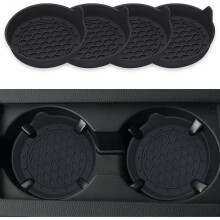 Car Coasters, Silicone Universal Cup Holder Liners, Non-slip Car Cup Holder Coasters, Car Accessories Set for Men and Women, 4-Pack Black