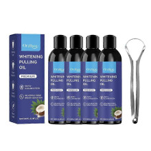 (4PCS) 1-5x Coconut Oil Pulling for Fresh Breath and Oral Health - Supports Healthy Gums | Natural Teeth Whitening - Includes Tongue Scraper - 100ML