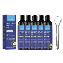 (5PCS) 1-5x Coconut Oil Pulling for Fresh Breath and Oral Health - Supports Healthy Gums | Natural Teeth Whitening - Includes Tongue Scraper - 100ML