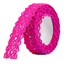 Ruban adhésif décoratif en dentelle, 1.7M, tissu-rose rouge