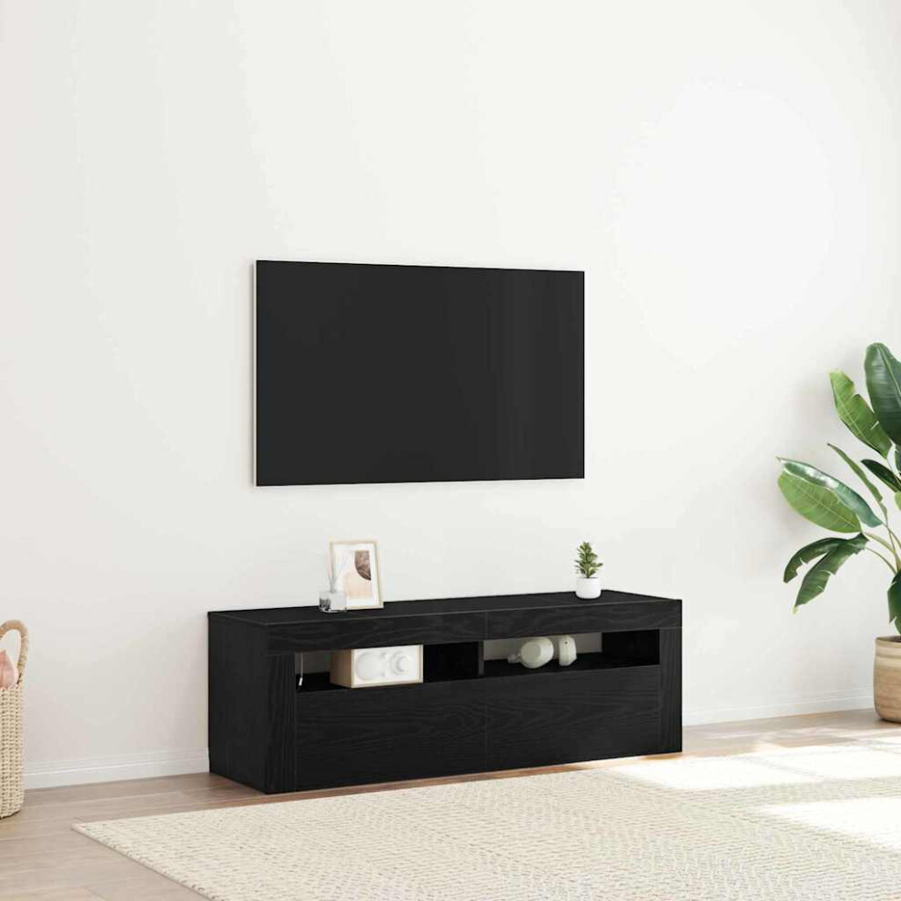 Vidaxl Tv Cabinet Black Oak 120 X 35 X 40 Cm Engineered Wood