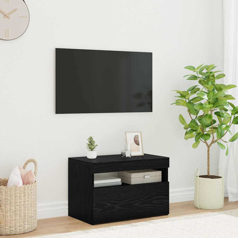 Vidaxl Tv Cabinet Black Oak 60 X 35 X 40 Cm Engineered Wood