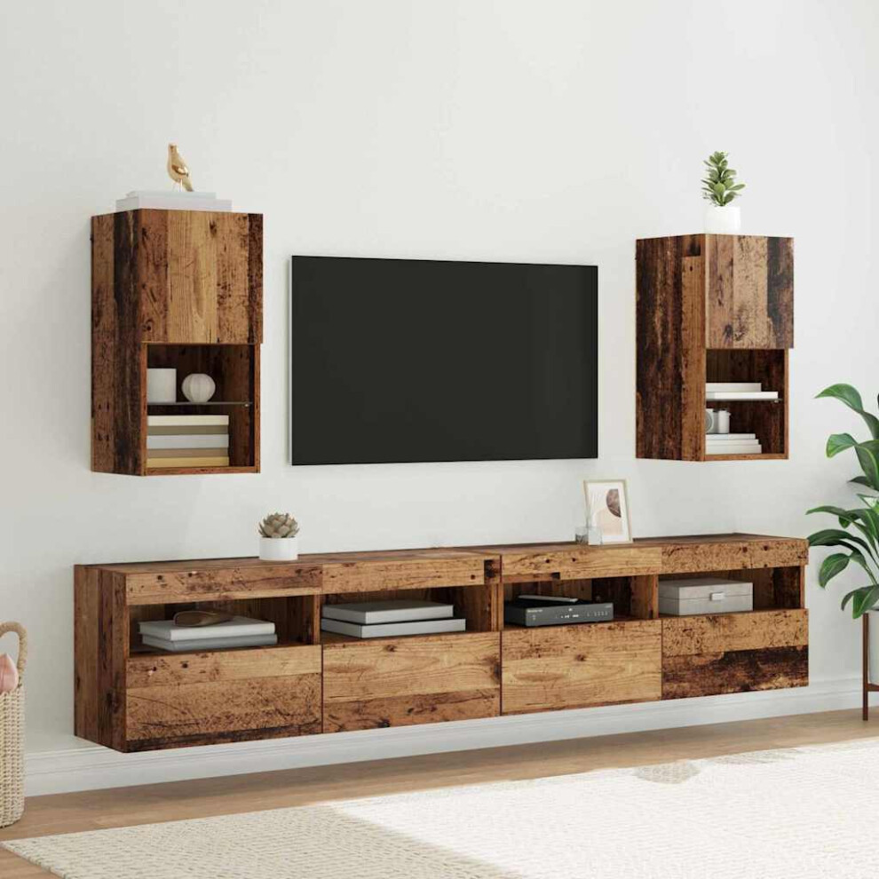 Vidaxl Wall-Mounted Tv Cabinets 2 Pcs Old Wood 30.5 X 30 X 60 Cm
