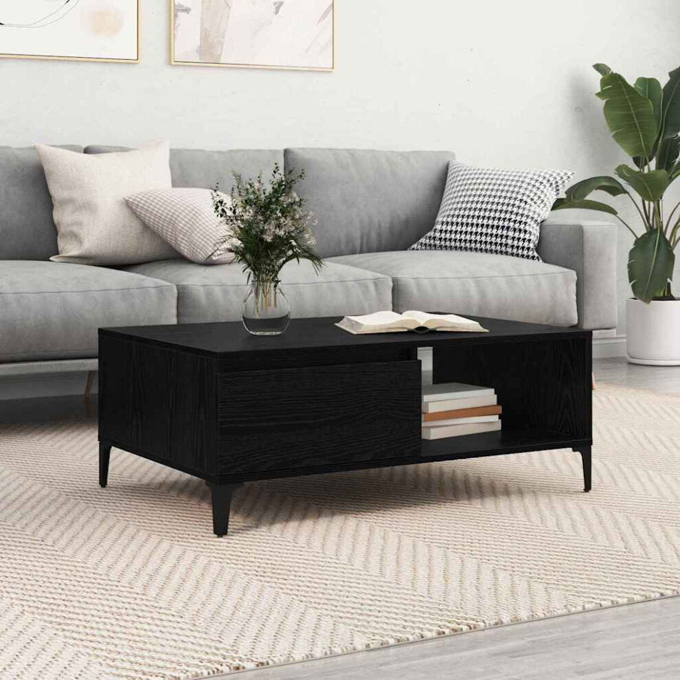 Vidaxl Coffee Table Black Oak 90 X 60 X 35 Cm Engineered Wood Black,Brown