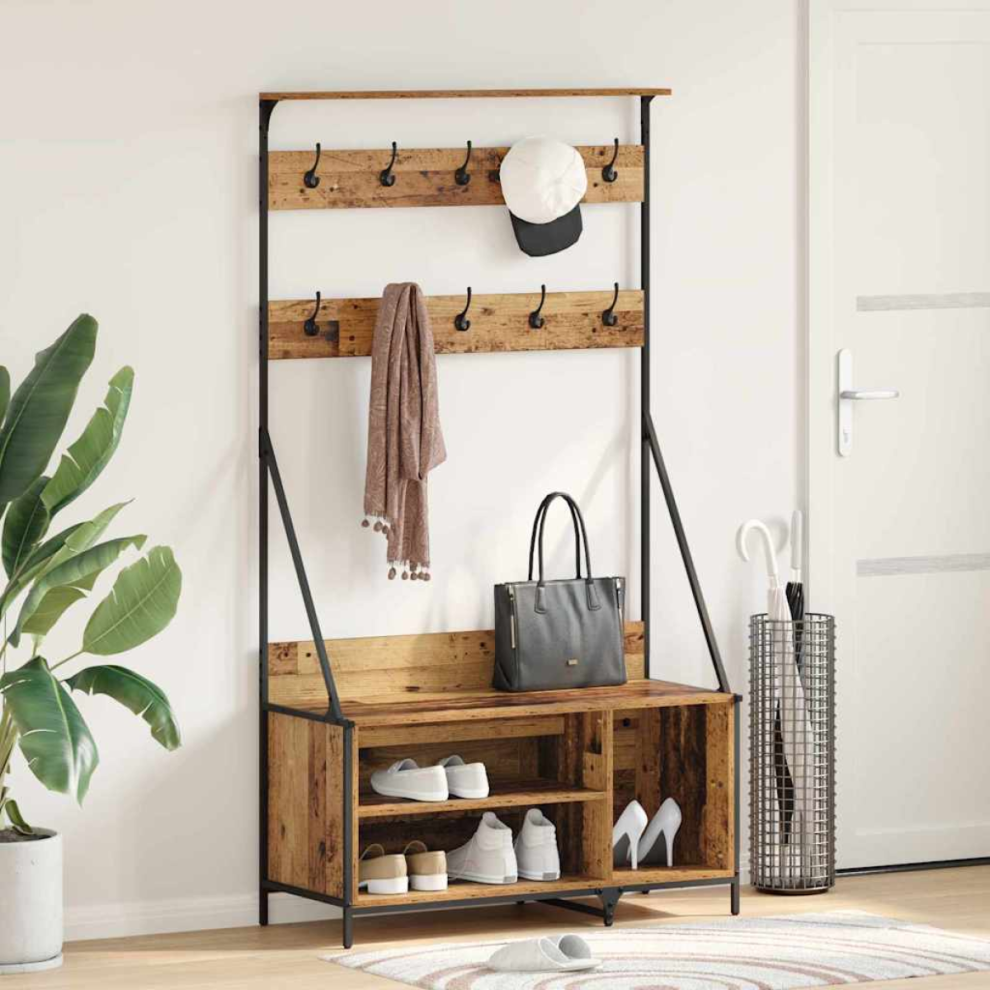 Vidaxl Clothes Rack Old Wood 100 X 41 X 184 Cm Engineered Wood